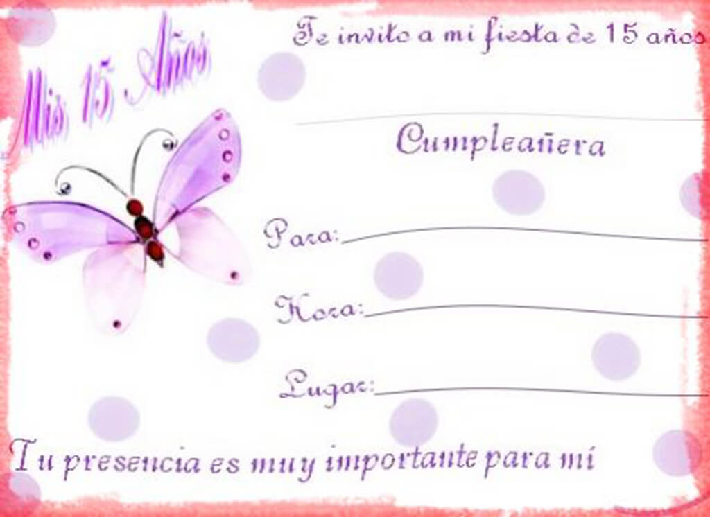 Invitacion de 15 Años con Mariposa